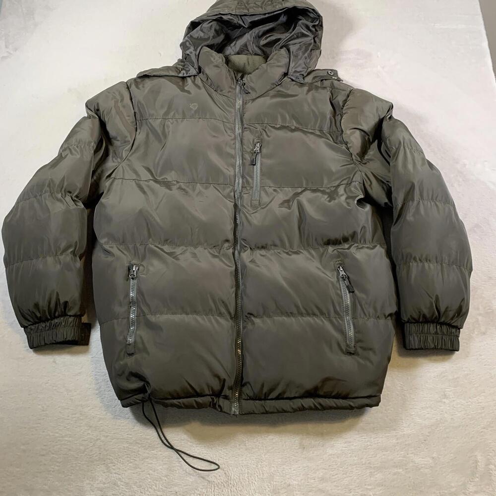 Outdoor Life‎ Puffer Jacket Mens Large Green Coat Full Zip Outdoors Chest Pocket